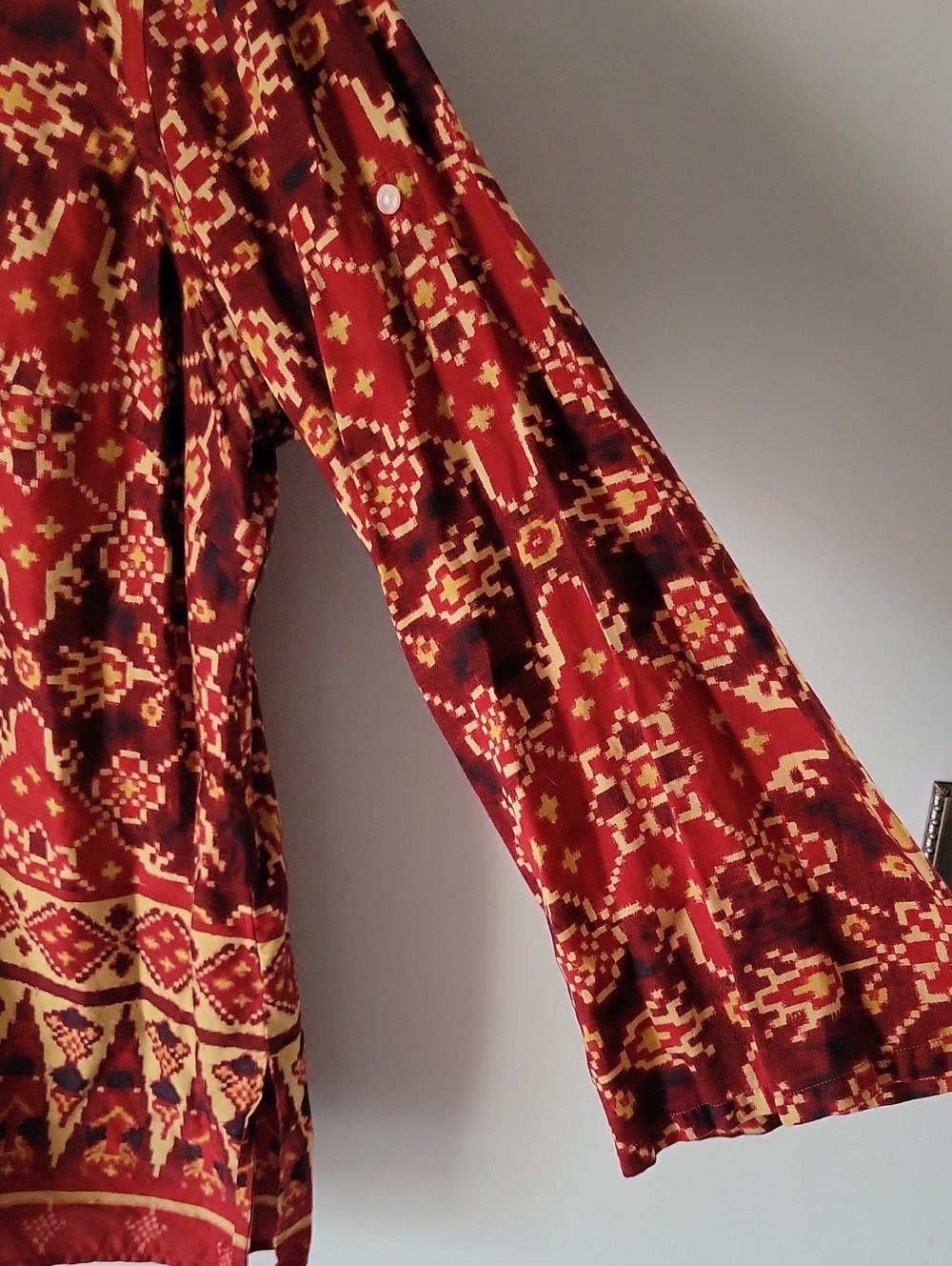 Lauren Ralph Lauren Red & Gold Printed Button-Front Tunic Shirt 100% Cotton - Picture 6 of 7